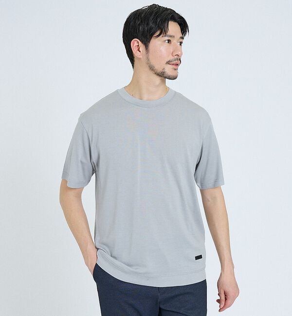 ABAHOUSE「【サマーニット】 メリノウール ハイゲージニット Tシャツ / UVカット /」|ニット・セーター|グレー