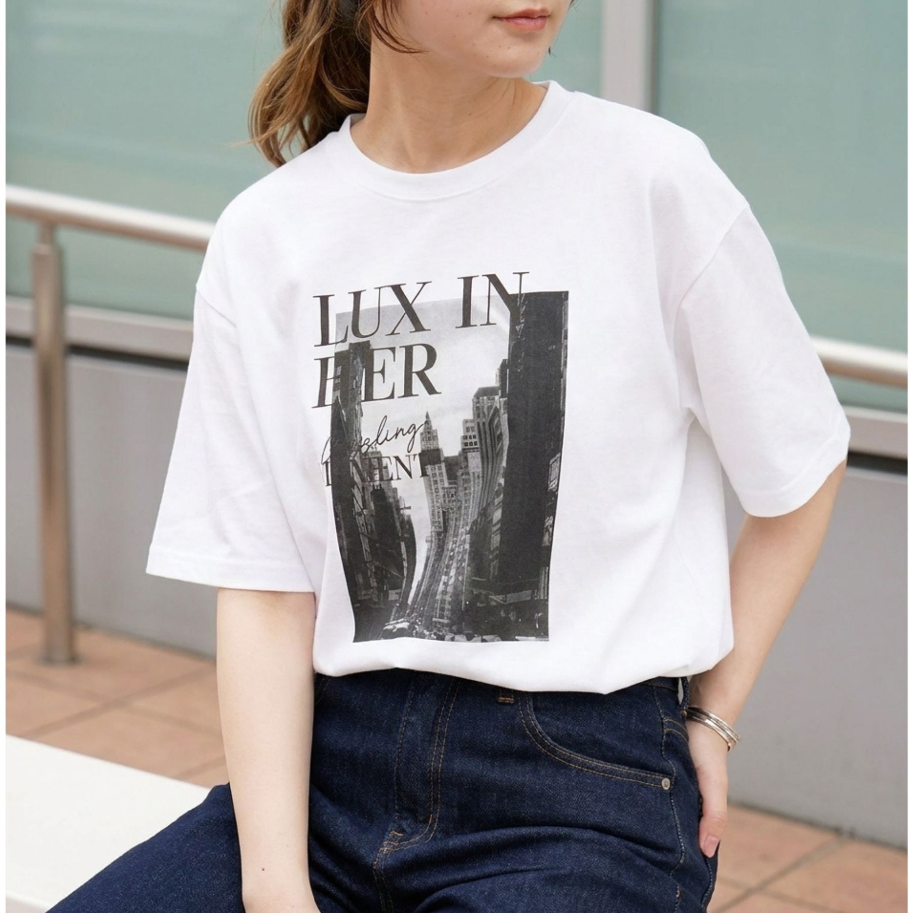 Rouge vif「コットンフォトロゴTシャツ/半袖/洗濯機洗い可」|Tシャツ・カットソー|
