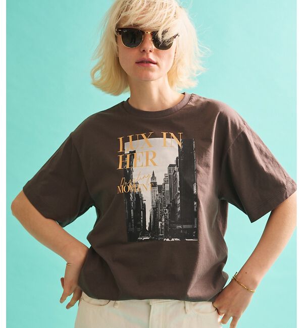 Rouge vif「コットンフォトロゴTシャツ/半袖/洗濯機洗い可」|Tシャツ・カットソー|チャコールグレー