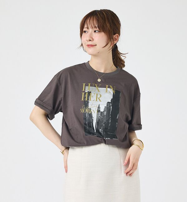 Rouge vif「コットンフォトロゴTシャツ/半袖/洗濯機洗い可」|Tシャツ・カットソー|