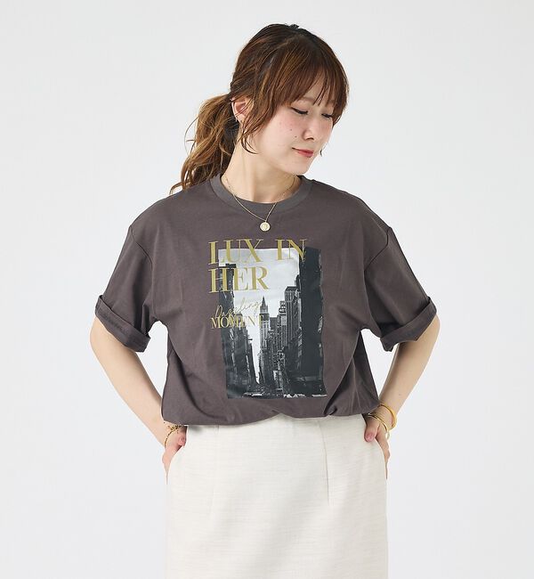 Rouge vif「コットンフォトロゴTシャツ/半袖/洗濯機洗い可」|Tシャツ・カットソー|