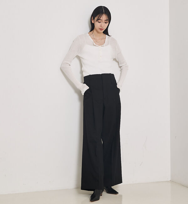 qualite「ヘンリーネックシアーリブニット」|Tシャツ・カットソー|