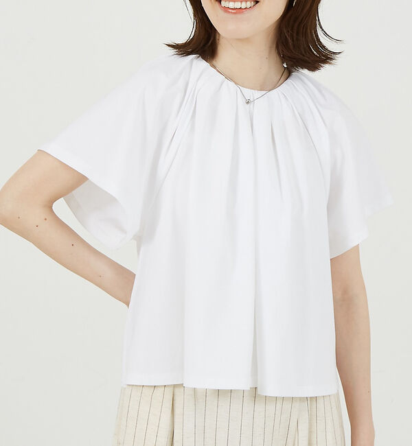 abahouse mavie「タックフレアーショートプルオーバー」|Tシャツ・カットソー|ホワイト