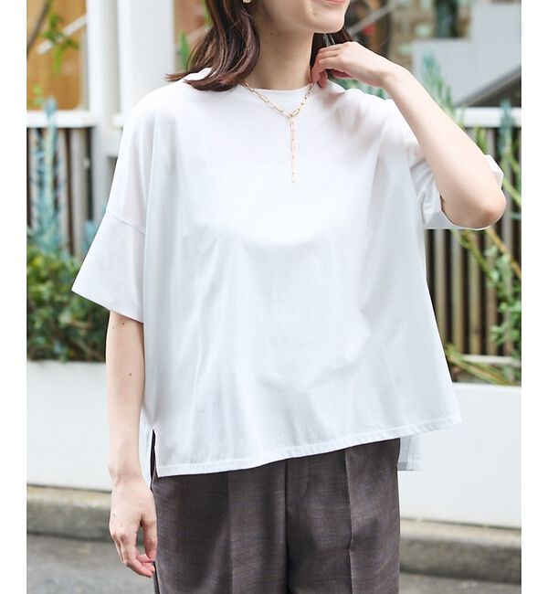 abahouse mavie「【大人の推しT！】シルケット天竺ワイドTシャツ」|Tシャツ・カットソー|ホワイト