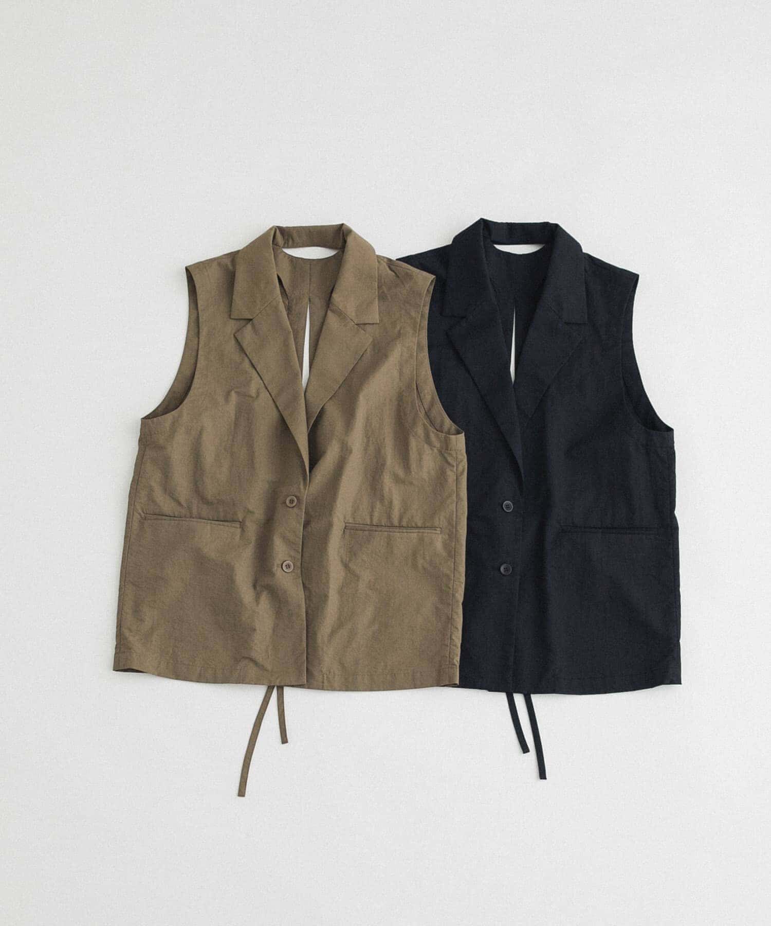 LAATO「no sleeve slit jacket」|ノーカラーコート|