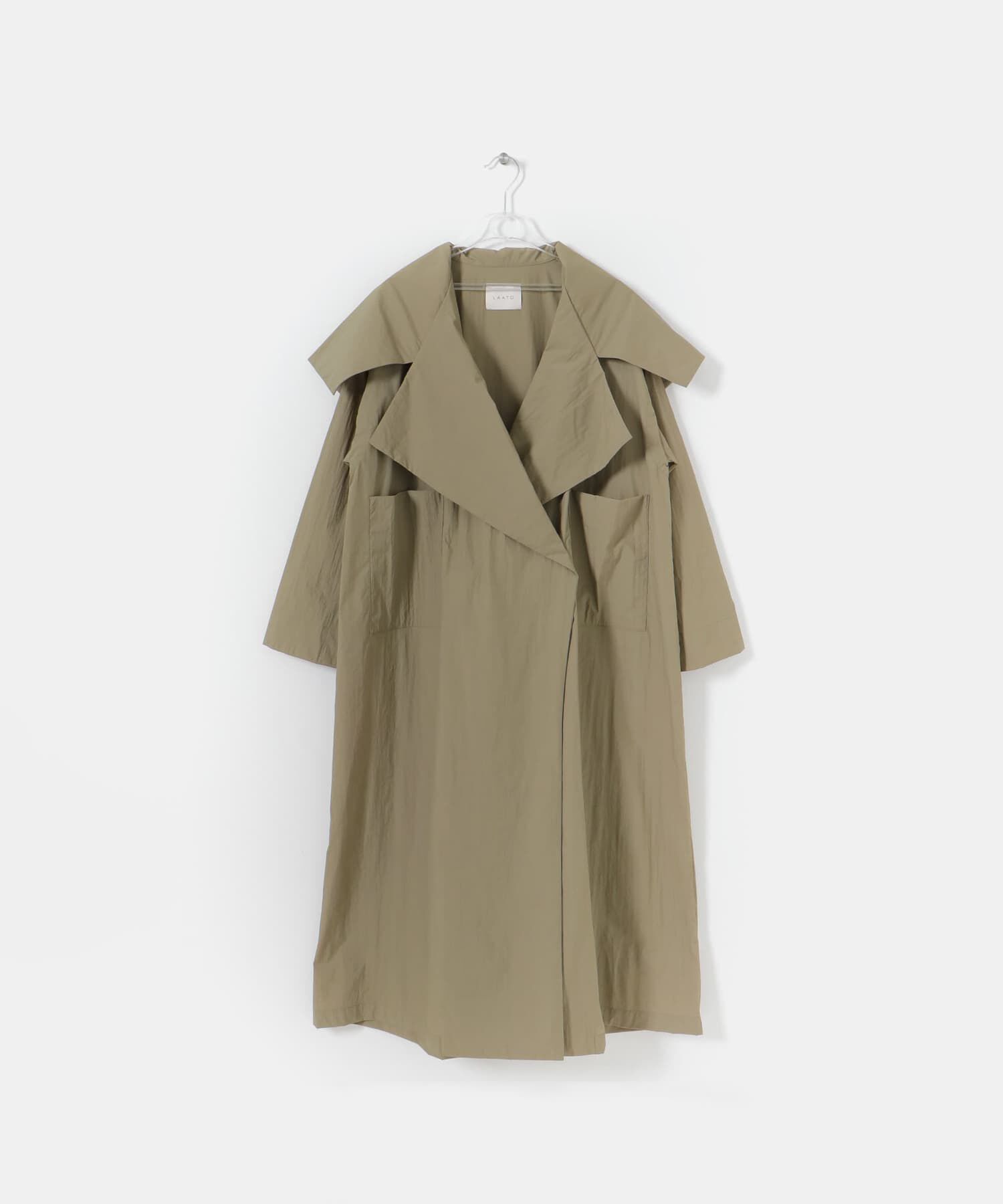 LAATO「BETTA LONG COAT」|ノーカラーコート|ベージュ