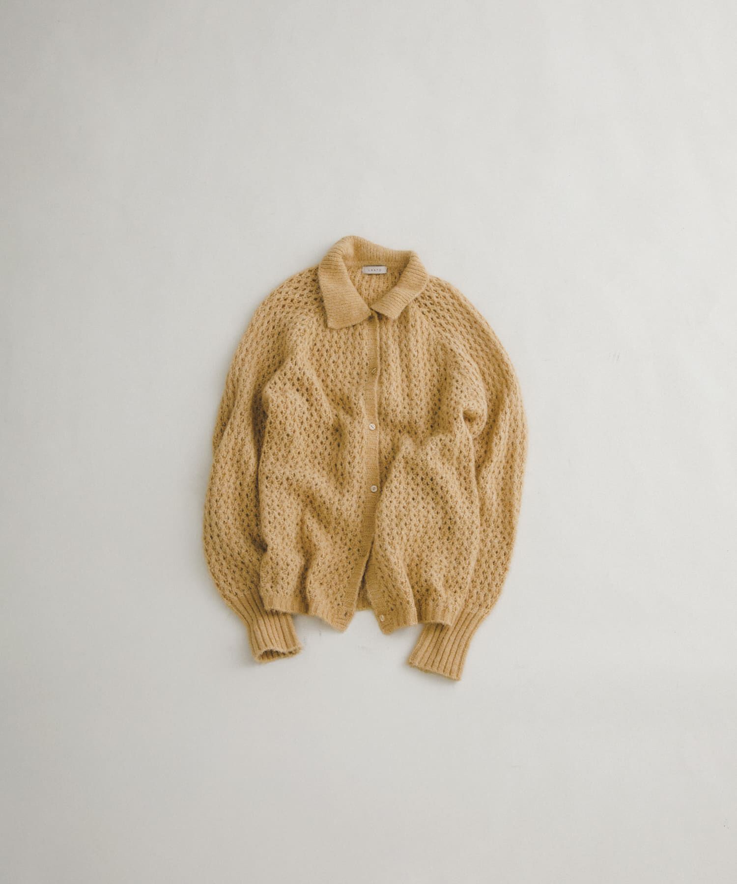 LAATO「mesh knit polo cardigan」|カーディガン|マスタード