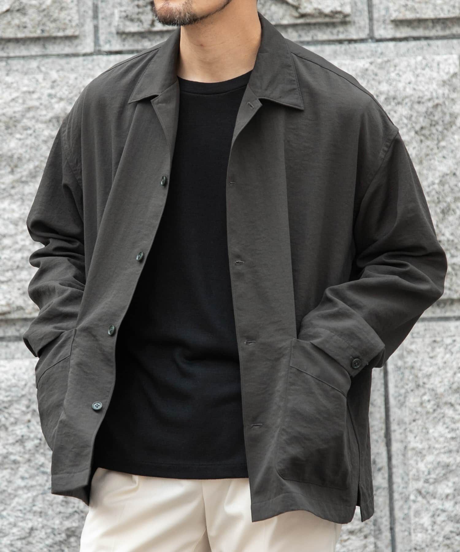 URBAN RESEARCH ROSSO「『セットアップ対応』『防シワ/速乾』ドライイージーシャツジャケット」|ノーカラーコート|チャコールグレー