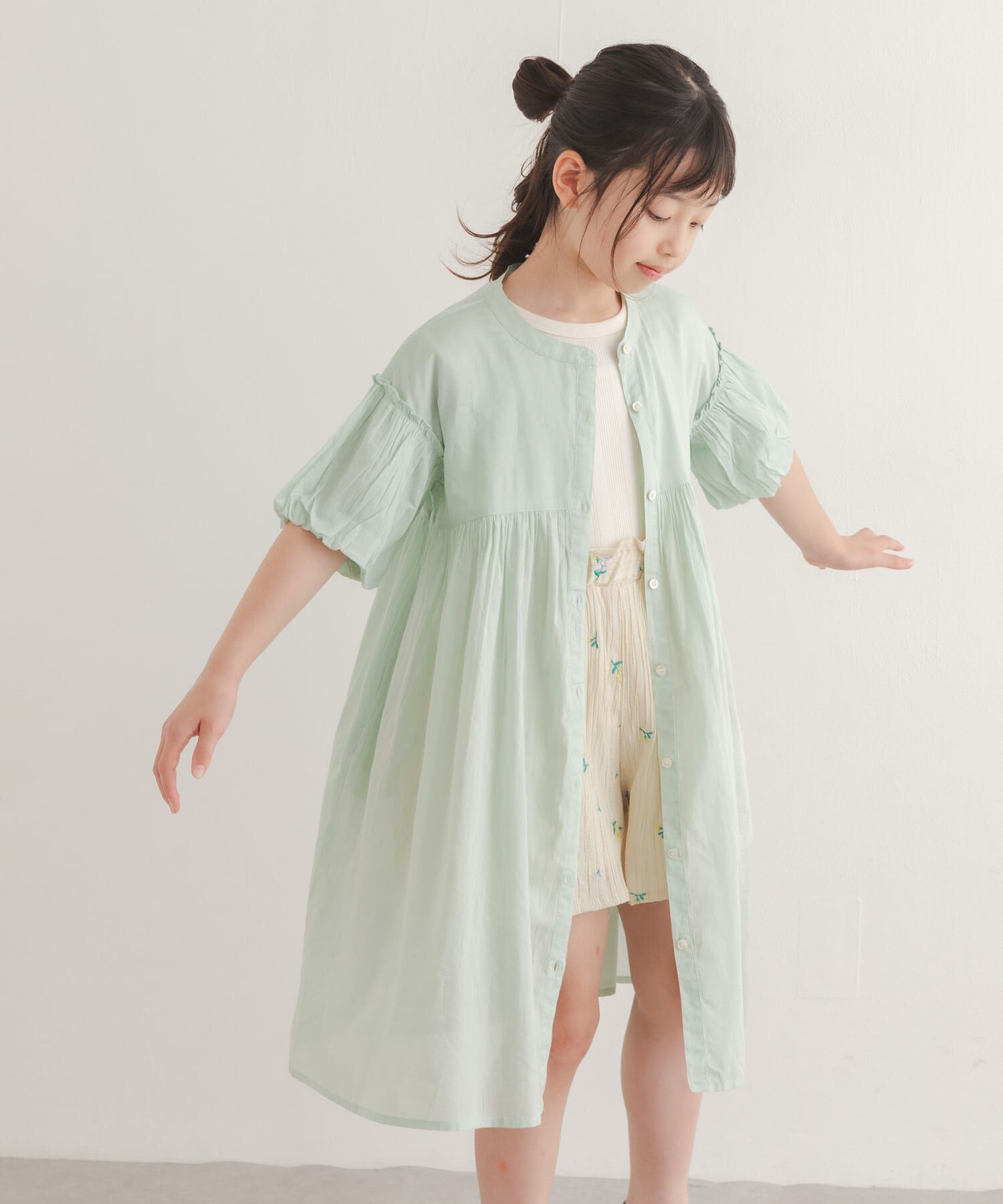 URBAN RESEARCH DOORS「『親子リンク』コットンボイルパフスリーブワンピース(KIDS)」|ワンピース|ミント