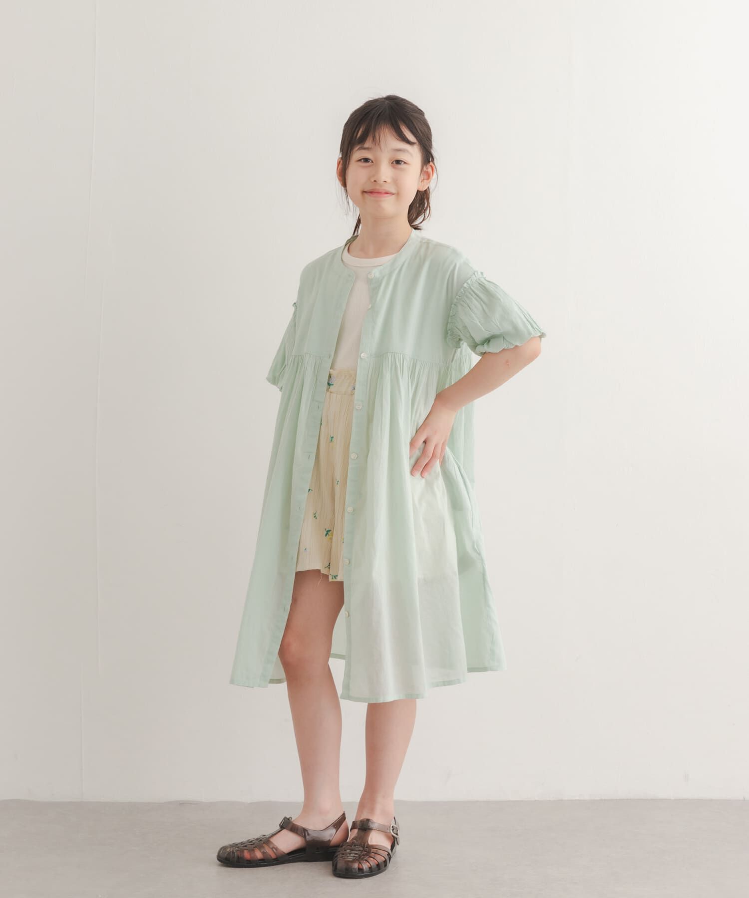 URBAN RESEARCH DOORS「『親子リンク』コットンボイルパフスリーブワンピース(KIDS)」|ワンピース|