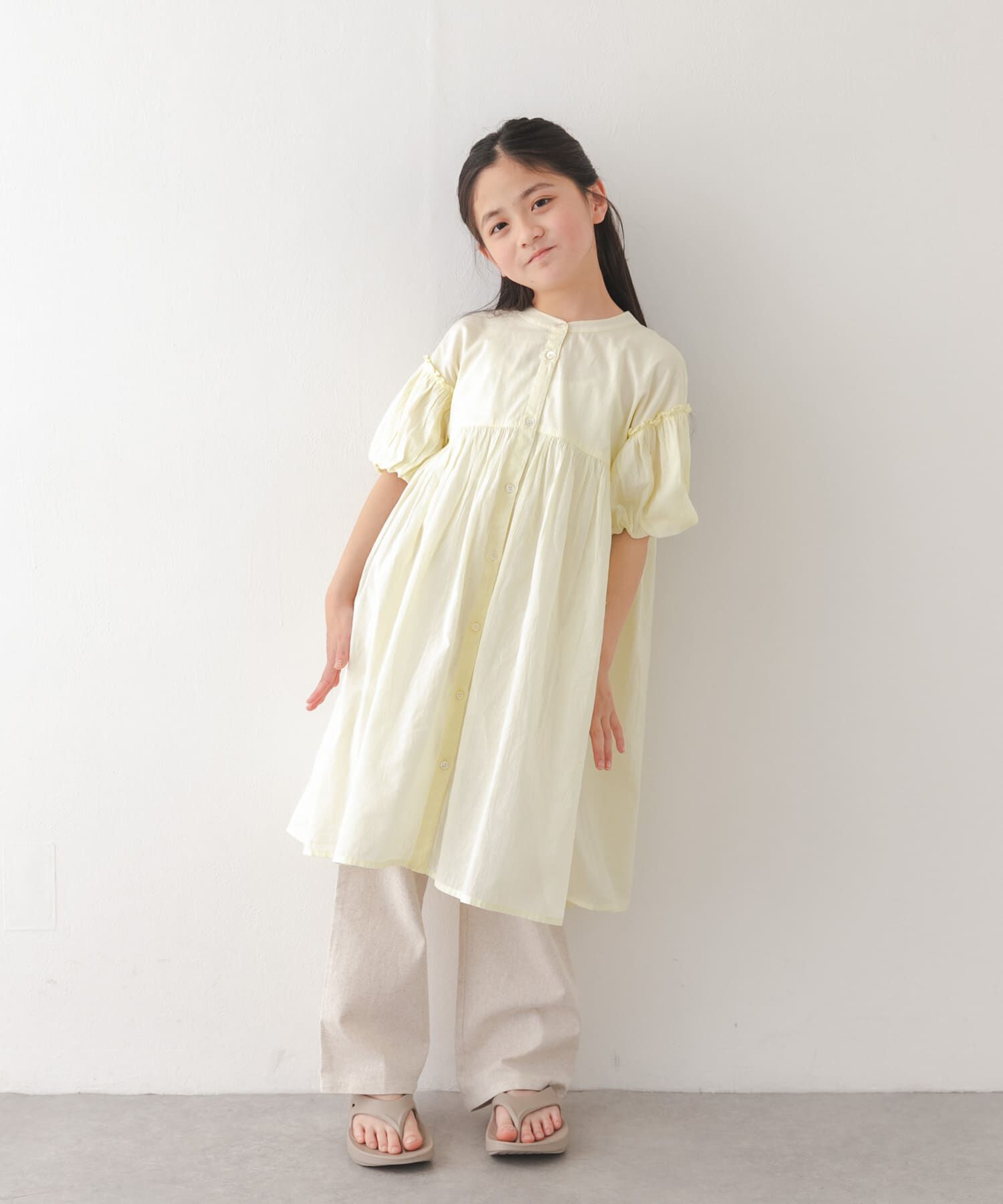 URBAN RESEARCH DOORS「『親子リンク』コットンボイルパフスリーブワンピース(KIDS)」|ワンピース|