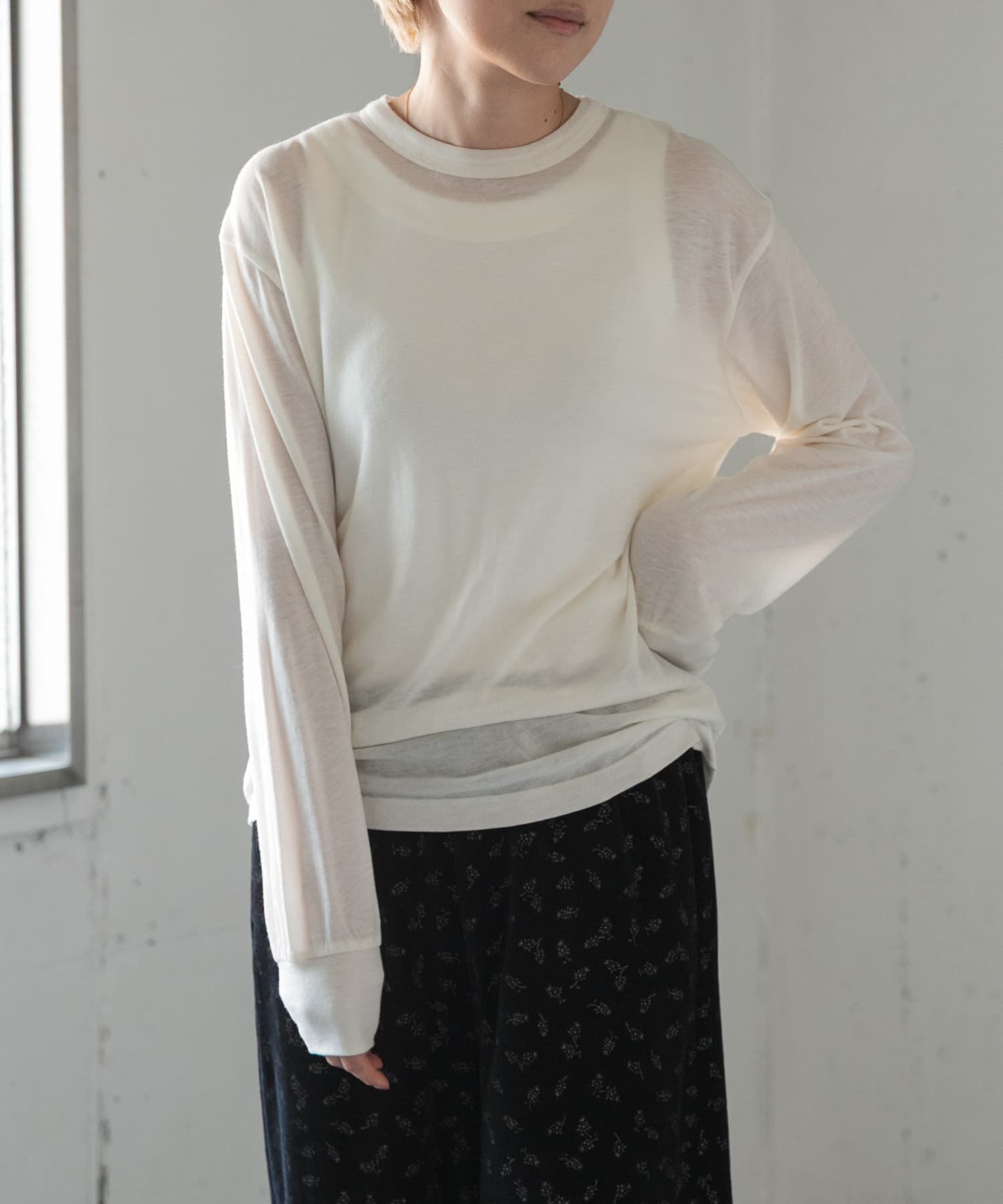URBAN RESEARCH DOORS「FORK&SPOON　ウール混クルーネックカットソー」|Tシャツ・カットソー|