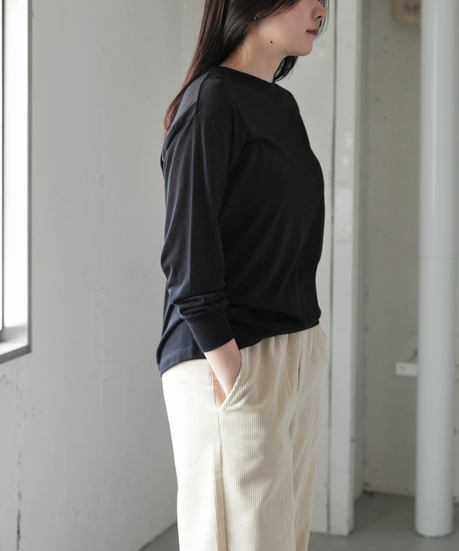 URBAN RESEARCH DOORS「FORK&SPOON　ウール混クルーネックカットソー」|Tシャツ・カットソー|