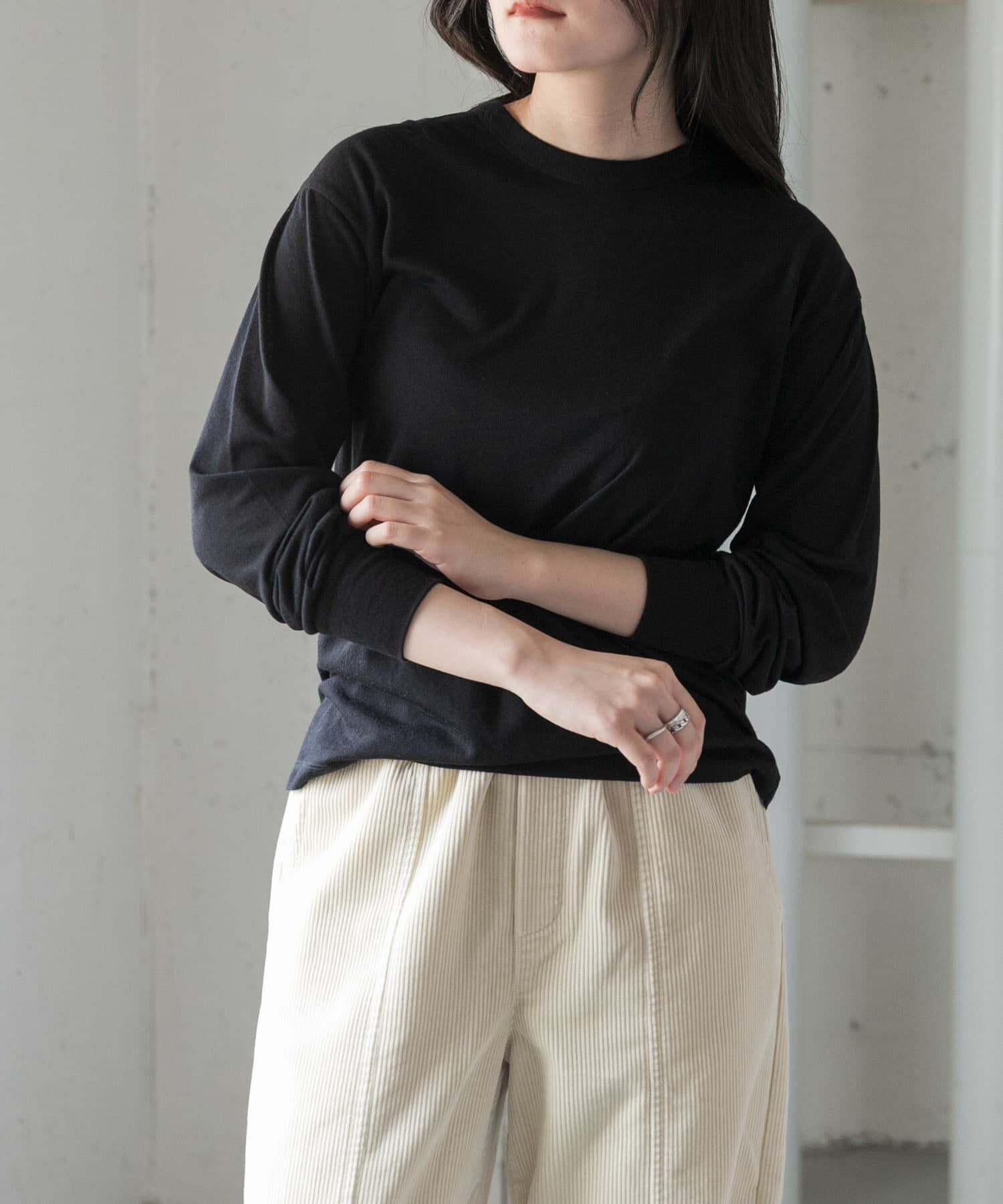 URBAN RESEARCH DOORS「FORK&SPOON　ウール混クルーネックカットソー」|Tシャツ・カットソー|
