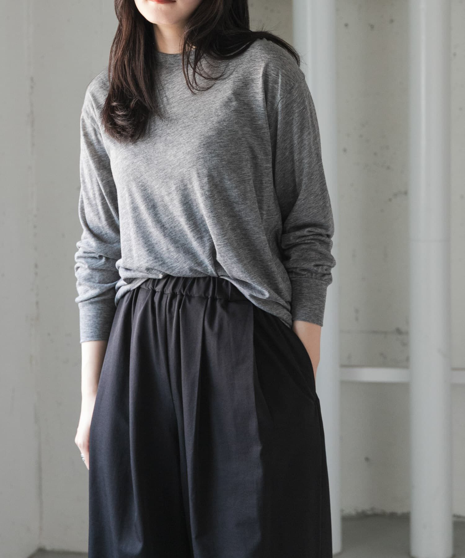 URBAN RESEARCH DOORS「FORK&SPOON　ウール混クルーネックカットソー」|Tシャツ・カットソー|グレー