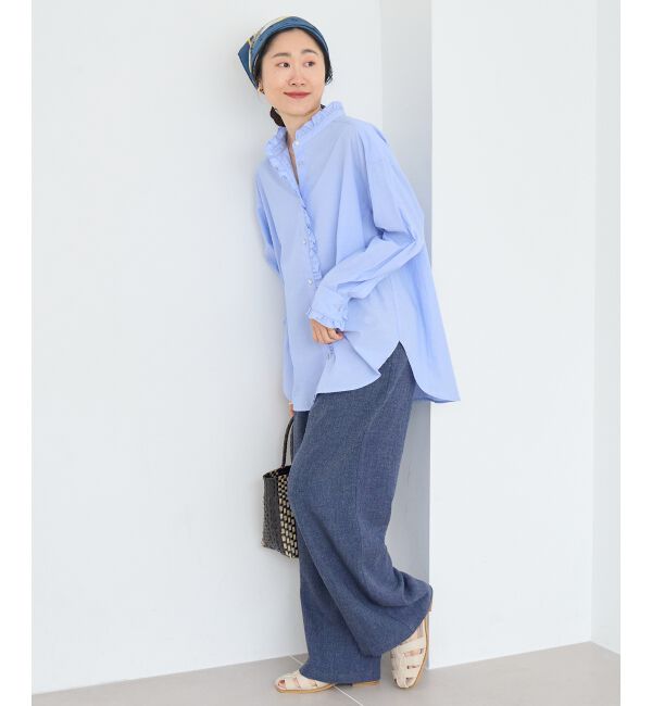  「【日本製】メランジ調マリンワイドパンツ」|その他|