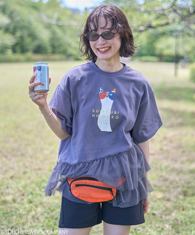 earth music&ecology「emae&times;水曜日のネコ　フリルTee」|Tシャツ・カットソー|