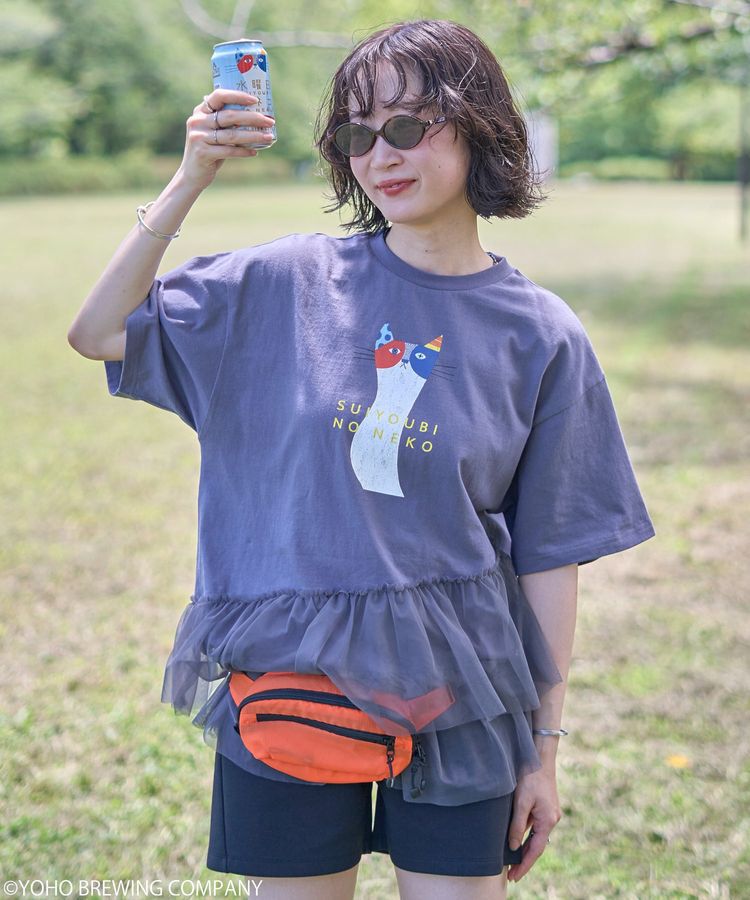 earth music&ecology「emae&times;水曜日のネコ　フリルTee」|Tシャツ・カットソー|