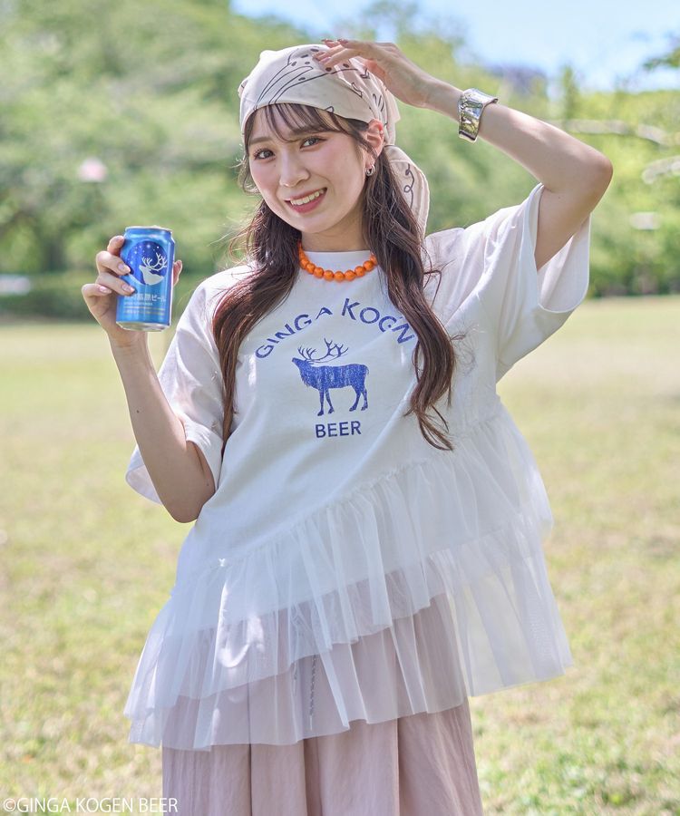 earth music&ecology「emae&times;銀河高原ビール　フリルTee」|Tシャツ・カットソー|