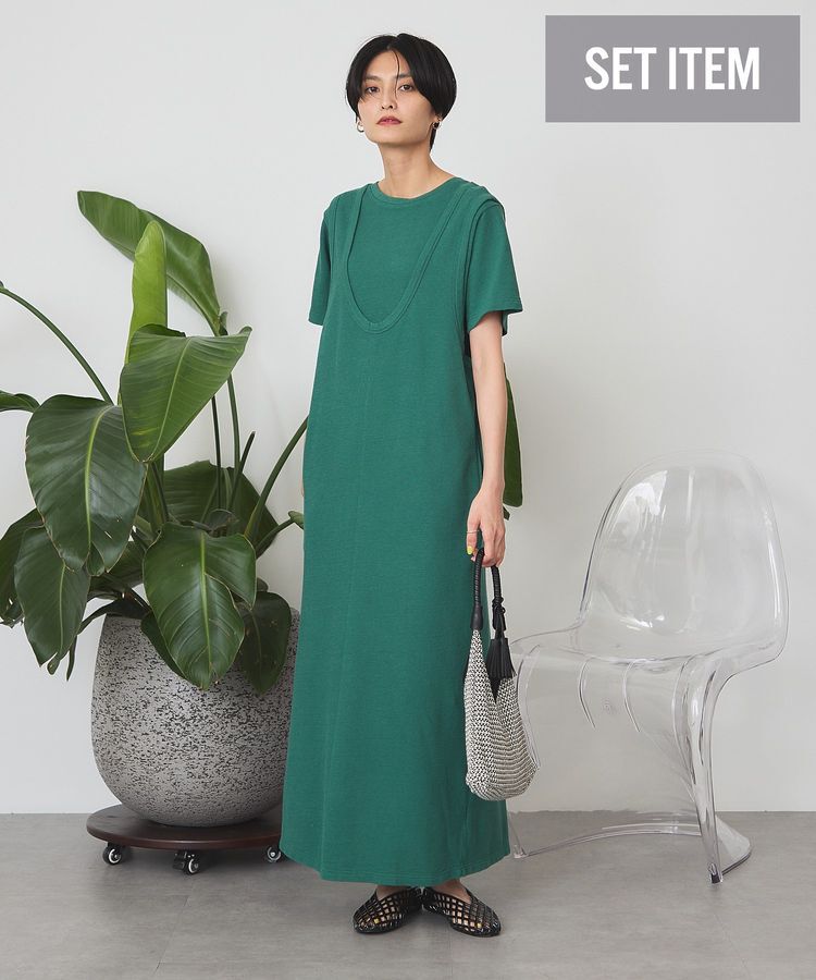 AMERICAN HOLIC「【2点セット】Tシャツ＋Uネックワンピース」|ワンピース|Green