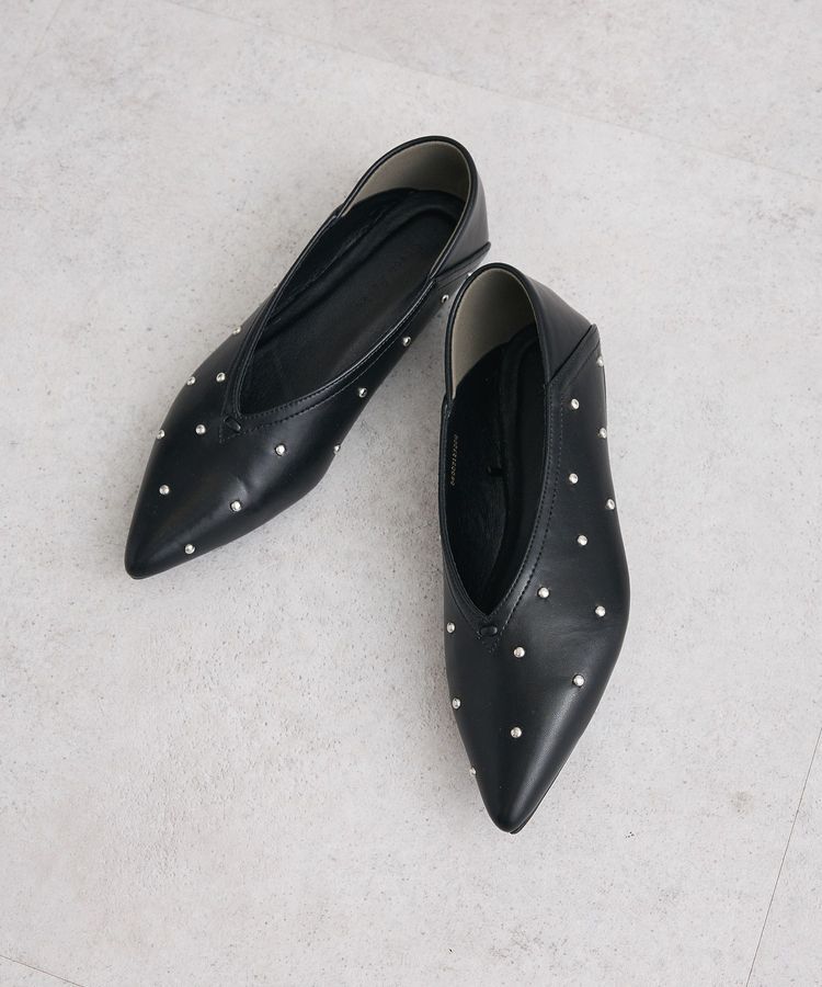 Green Parks「スタッズバブーシュシューズ」|パンプス|Black