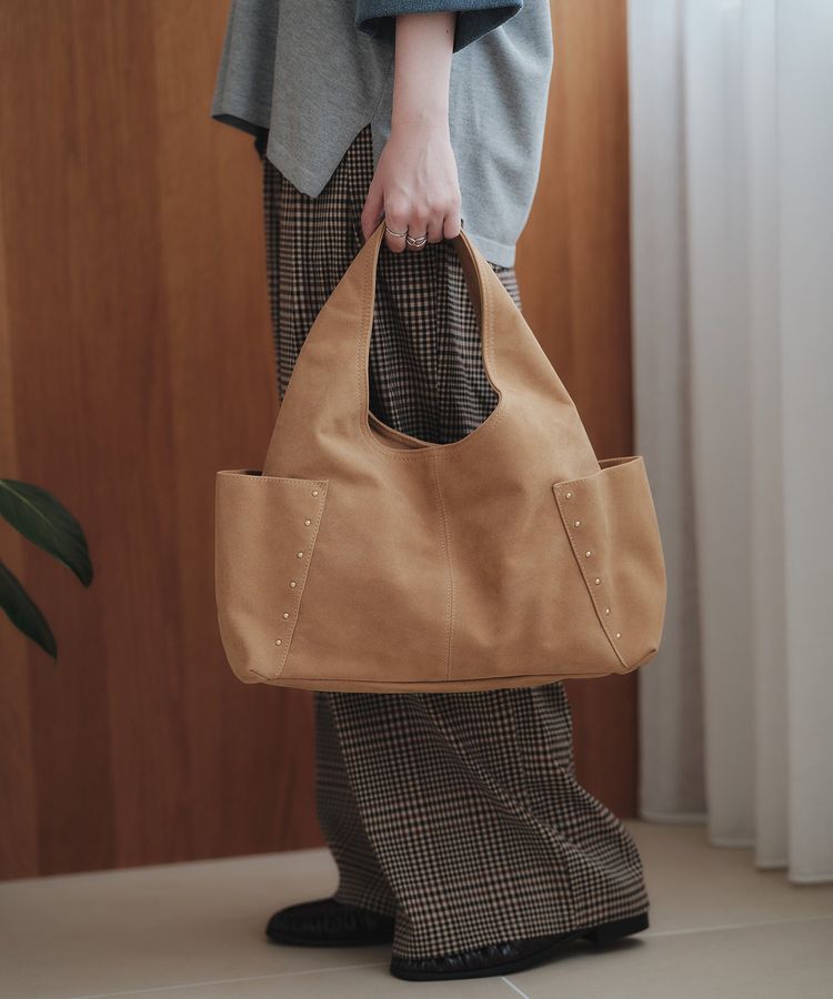 Green Parks「スタッズサイドポケットクリテトート」|ハンドバッグ|Beige