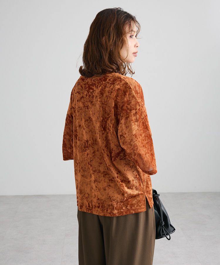 Green Parks「メッシュベロア五分袖プルオーバー」|Tシャツ・カットソー|