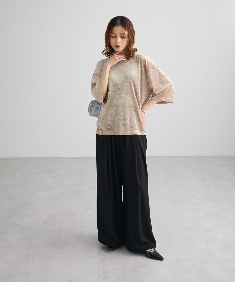 Green Parks「メッシュベロア五分袖プルオーバー」|Tシャツ・カットソー|