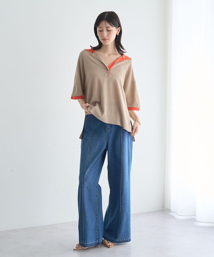 YECCA VECCA「【尾崎紗代子さん着用】綿麻バギーデニムパンツ」|デニム|