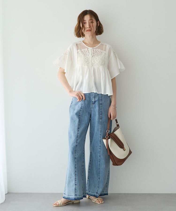 YECCA VECCA「【尾崎紗代子さん着用】綿麻バギーデニムパンツ」|デニム|
