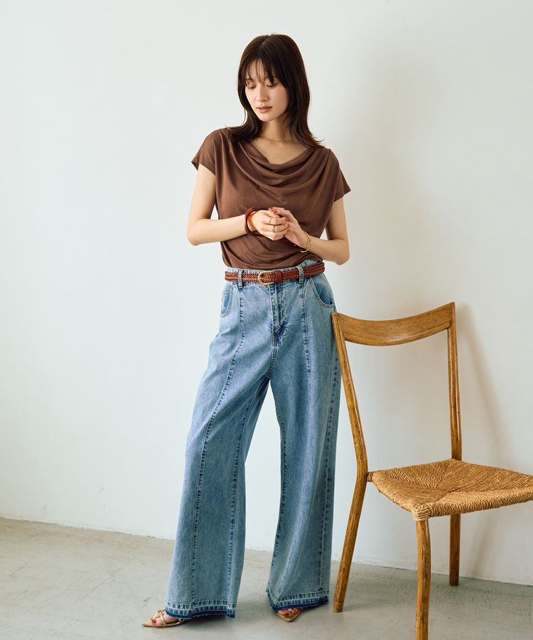 YECCA VECCA「【尾崎紗代子さん着用】綿麻バギーデニムパンツ」|デニム|