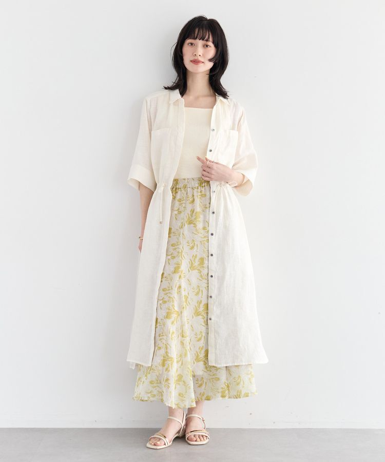 YECCA VECCA「フレンチリネンドロストワンピース」|ワンピース|White