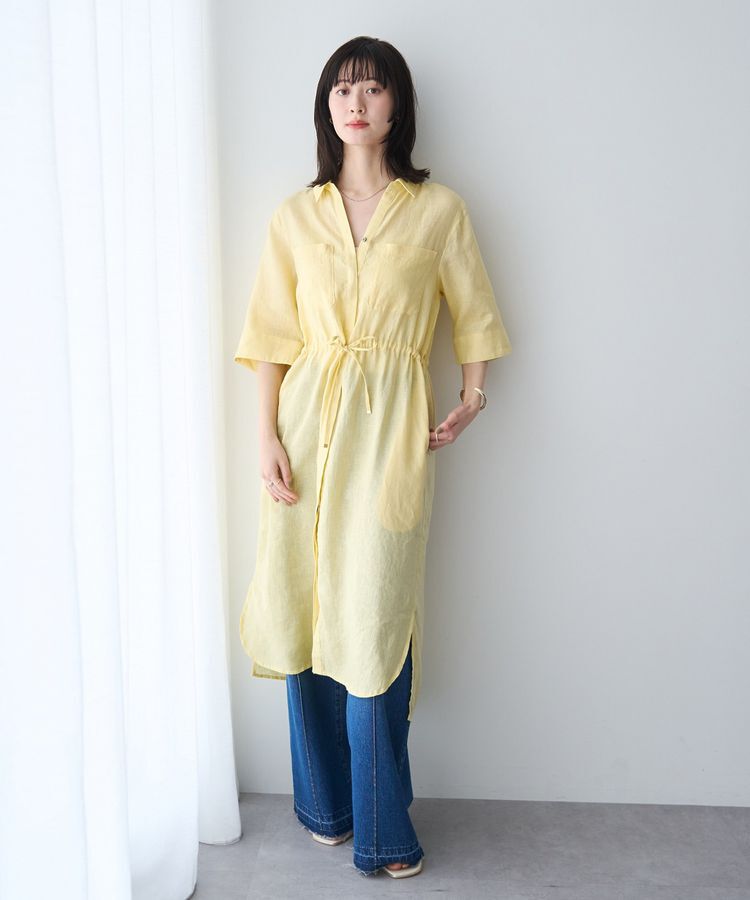 YECCA VECCA「フレンチリネンドロストワンピース」|ワンピース|