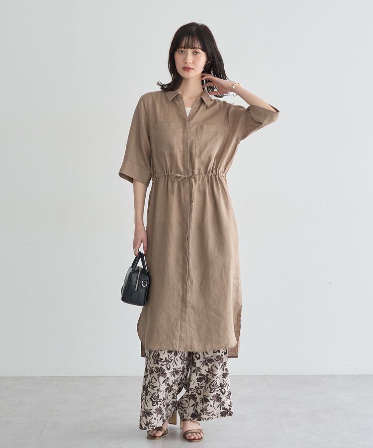 YECCA VECCA「フレンチリネンドロストワンピース」|ワンピース|Dark beige