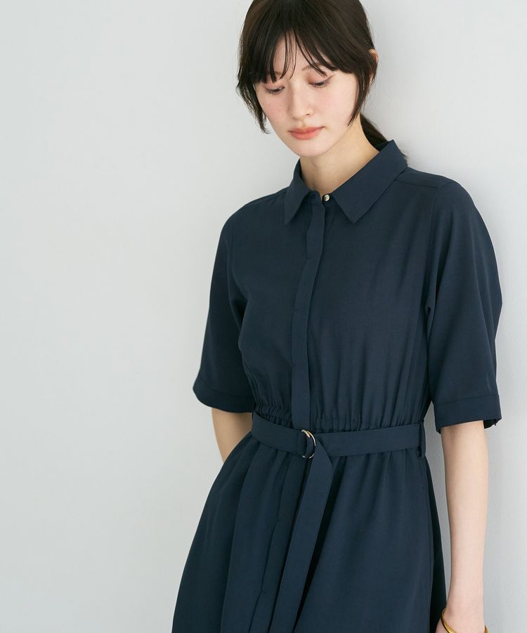 YECCA VECCA「【接触冷感】ベルト付きシャツワンピース」|ワンピース|