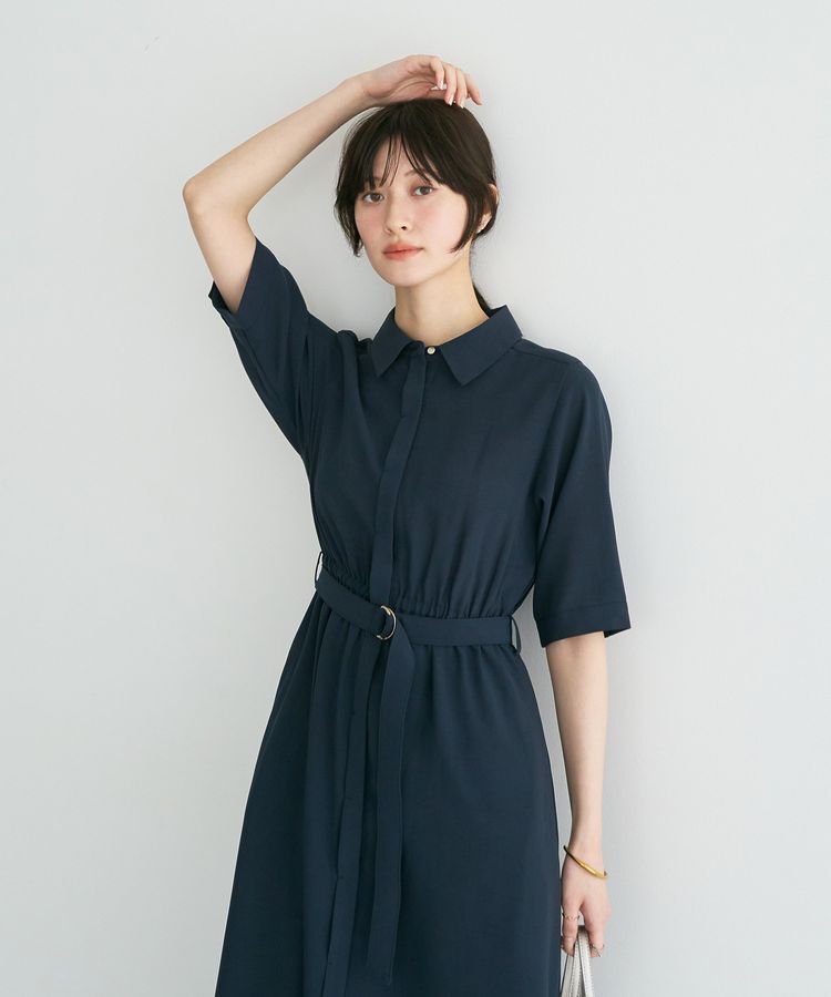 YECCA VECCA「【接触冷感】ベルト付きシャツワンピース」|ワンピース|