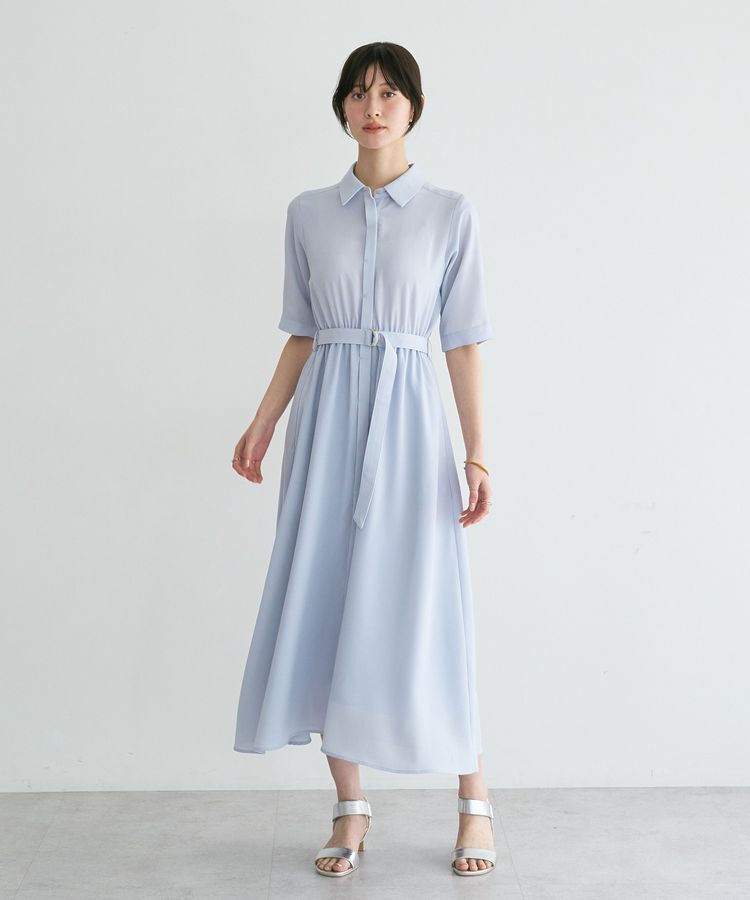 YECCA VECCA「【接触冷感】ベルト付きシャツワンピース」|ワンピース|