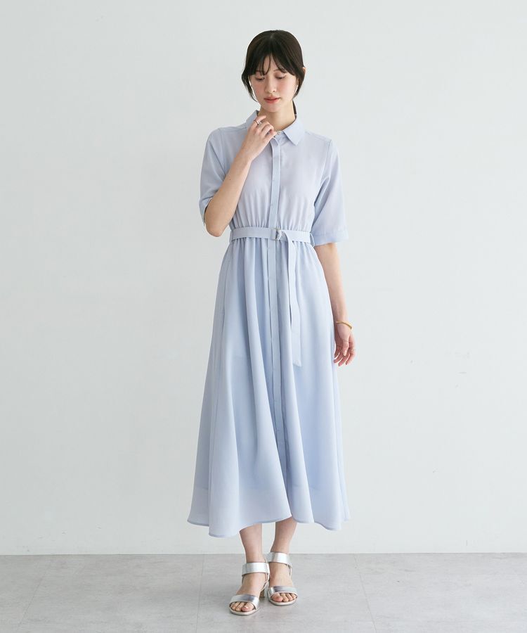 YECCA VECCA「【接触冷感】ベルト付きシャツワンピース」|ワンピース|
