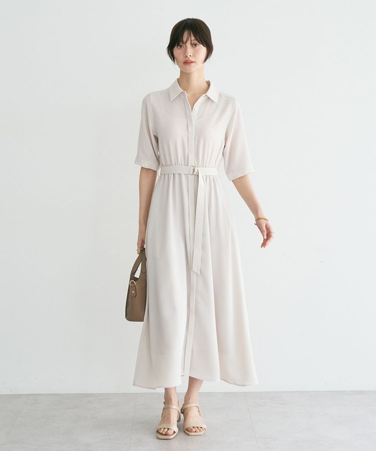 YECCA VECCA「【接触冷感】ベルト付きシャツワンピース」|ワンピース|