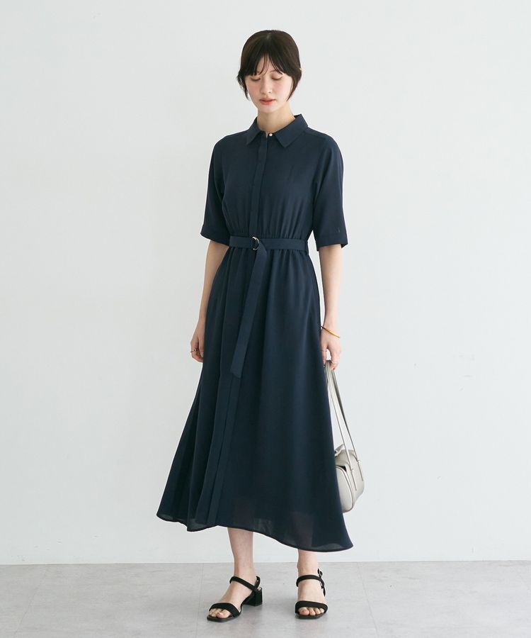 YECCA VECCA「【接触冷感】ベルト付きシャツワンピース」|ワンピース|