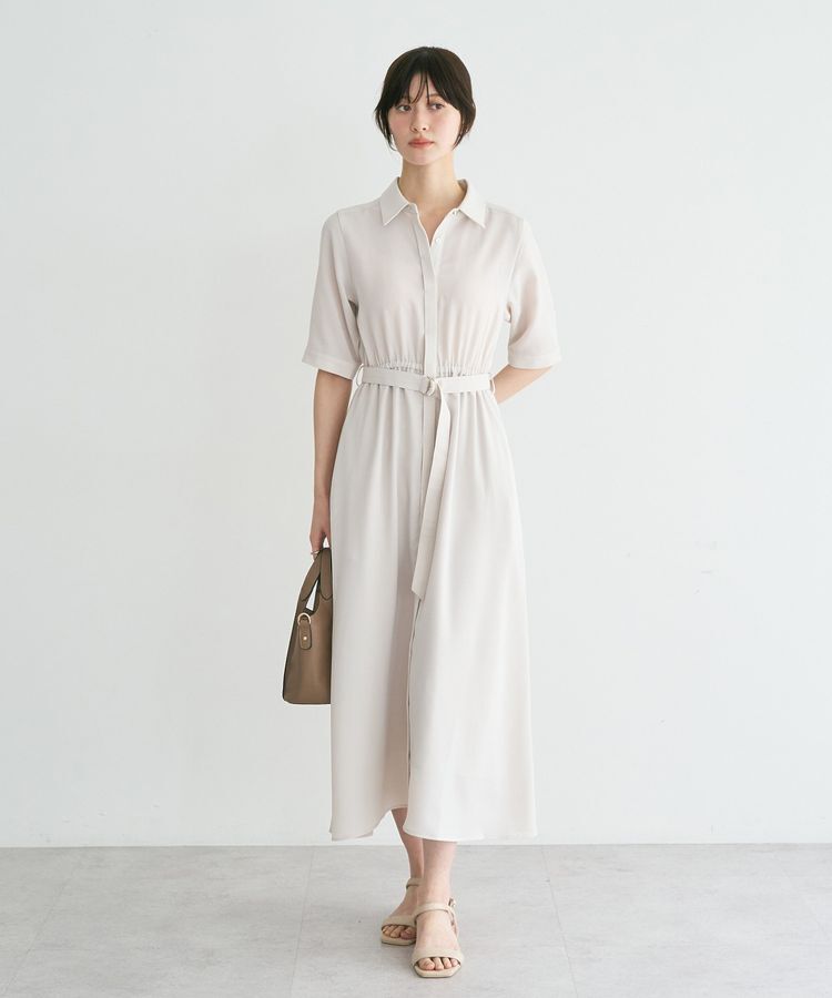 YECCA VECCA「【接触冷感】ベルト付きシャツワンピース」|ワンピース|