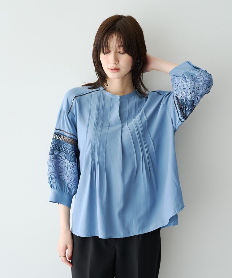 YECCA VECCA「レース切替スキッパーブラウス」|シャツ・ブラウス|