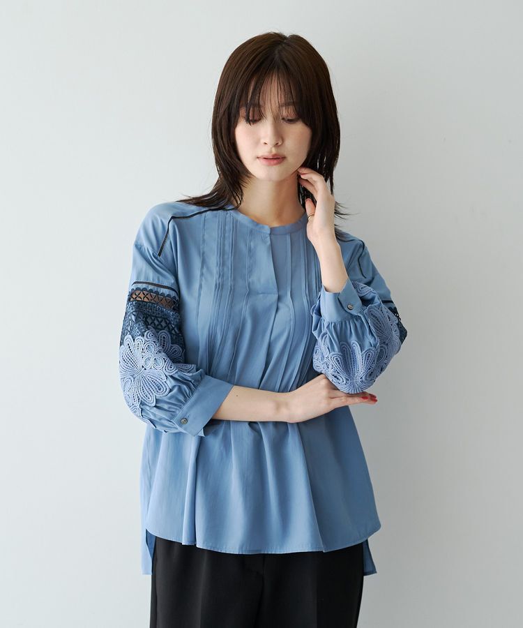 YECCA VECCA「レース切替スキッパーブラウス」|シャツ・ブラウス|