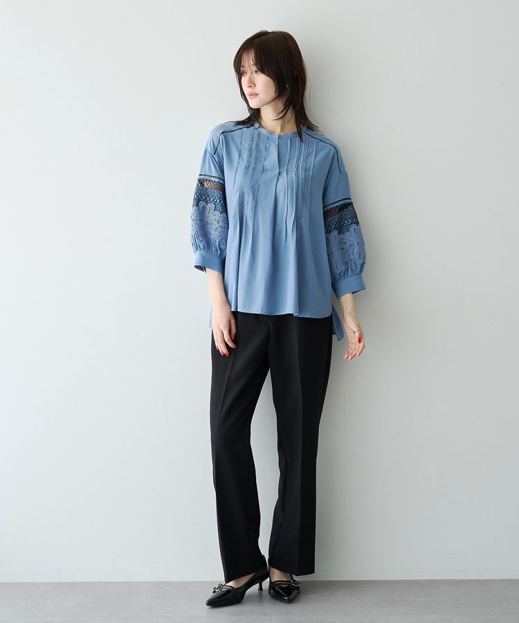 YECCA VECCA「レース切替スキッパーブラウス」|シャツ・ブラウス|