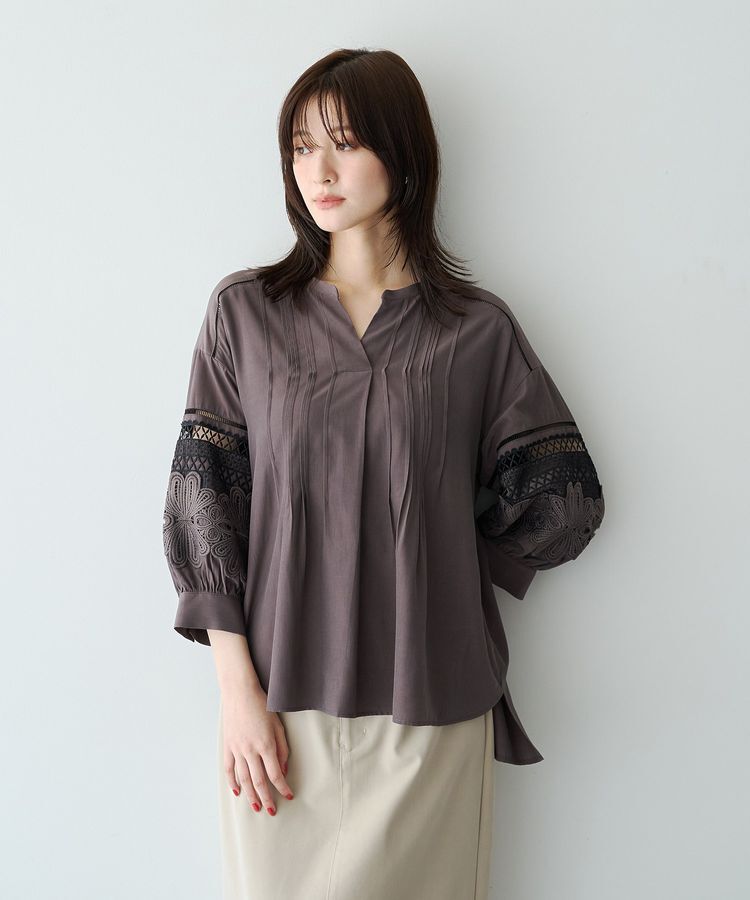 YECCA VECCA「レース切替スキッパーブラウス」|シャツ・ブラウス|