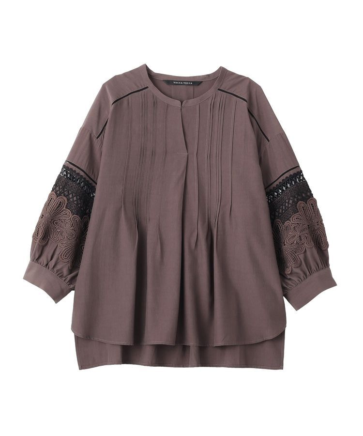 YECCA VECCA「レース切替スキッパーブラウス」|シャツ・ブラウス|