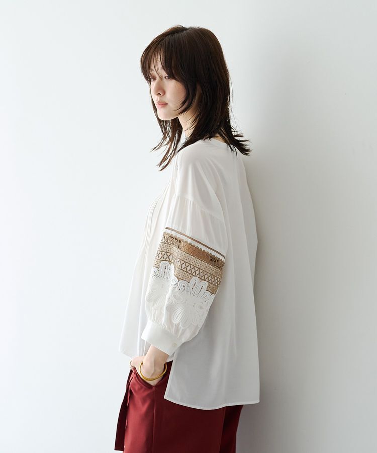 YECCA VECCA「レース切替スキッパーブラウス」|シャツ・ブラウス|