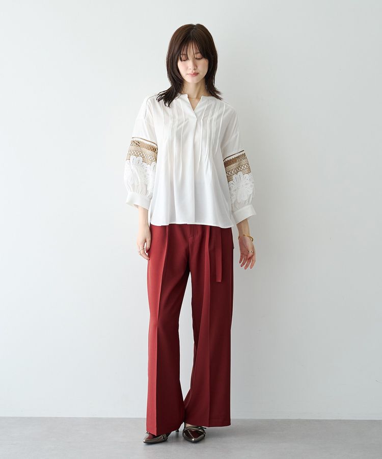 YECCA VECCA「レース切替スキッパーブラウス」|シャツ・ブラウス|