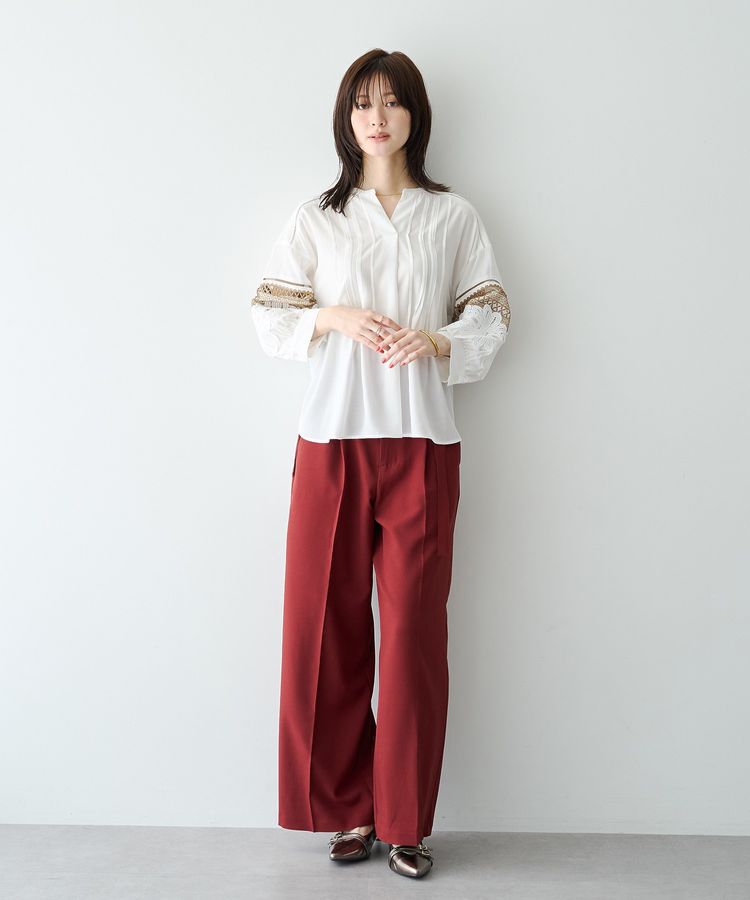 YECCA VECCA「レース切替スキッパーブラウス」|シャツ・ブラウス|