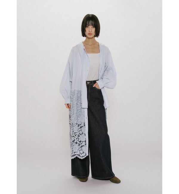 MIDIUMISOLID「MIDIUMISOLID for Ladies レースコンビシャツワンピース」|ワンピース|